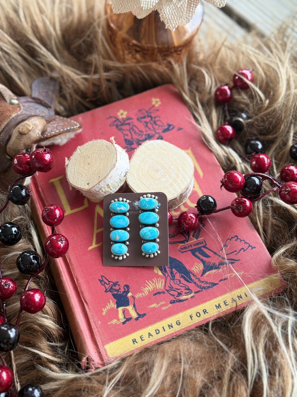 4 Stone Bright Turq Earrings