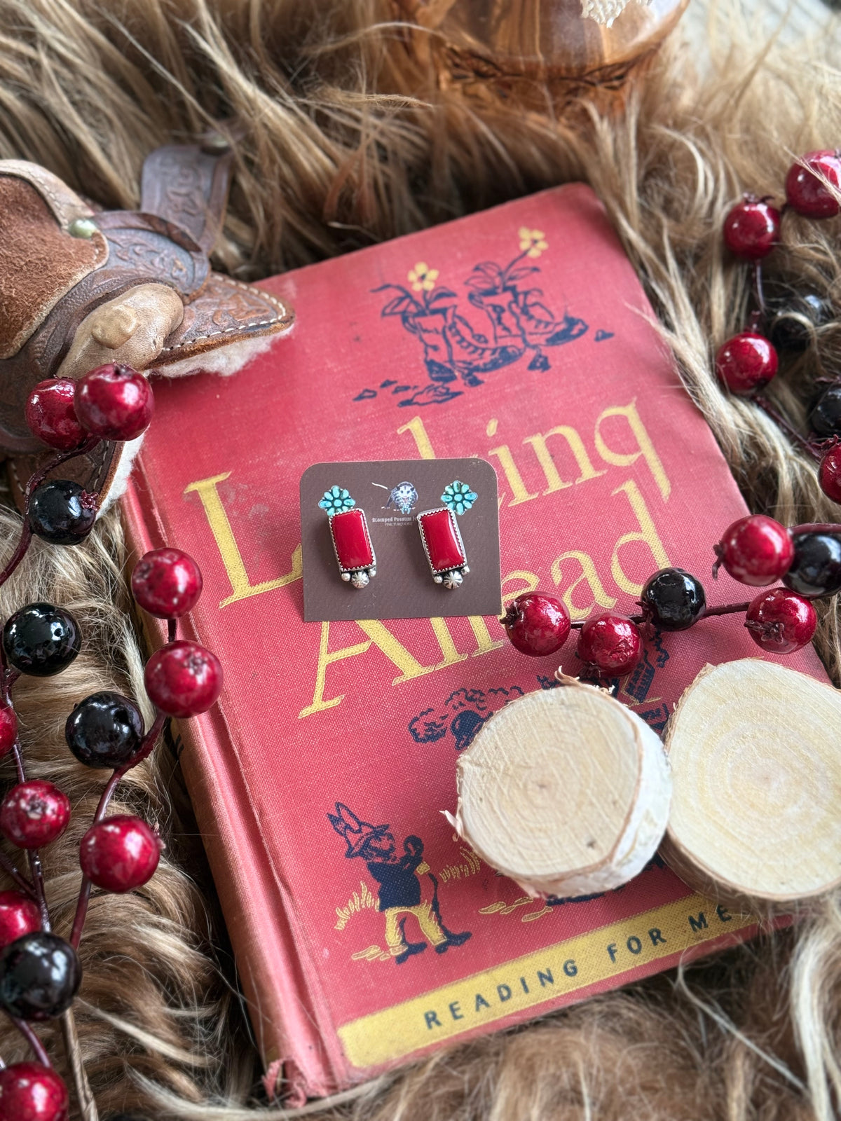 Square Red Studs
