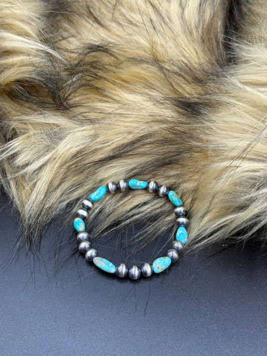 6mm & Turq Stretchy Bracelet