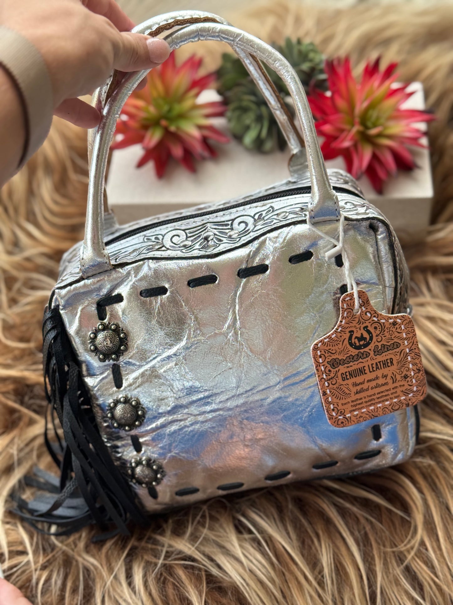 Silver Tooled Bag