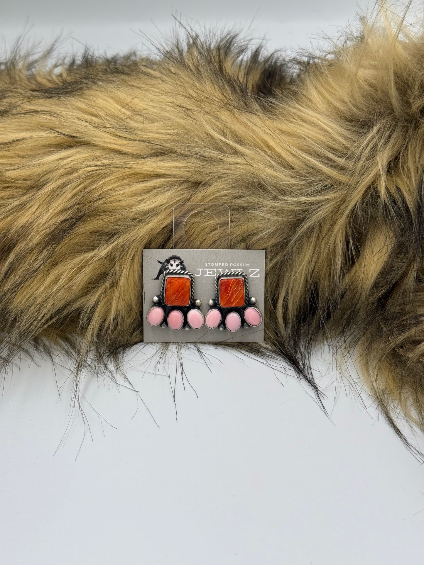 Pink Conch & Orange Spiny Studs