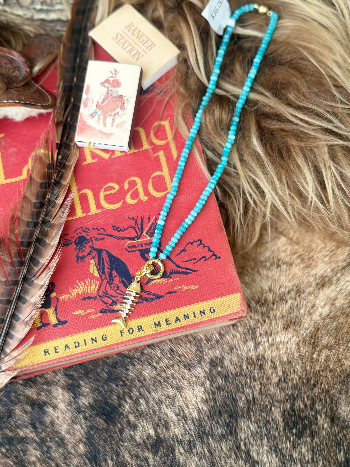 Blue & Fish Charm 18” Necklace