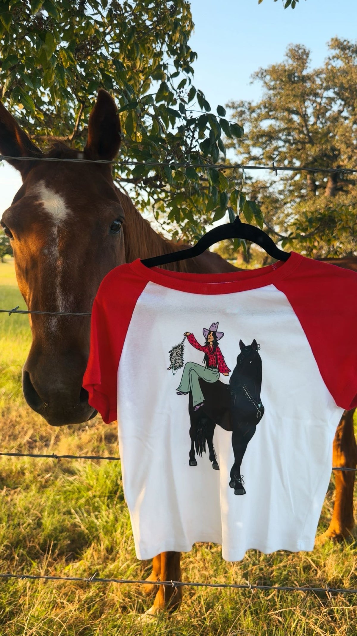 Red Horse Baby Tee Large
